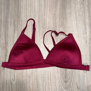 Burgundy satin triangle bikini set